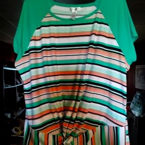JUST BE BRAND SIZE 3XL STRIPED AQUA PEACH AND BLUE